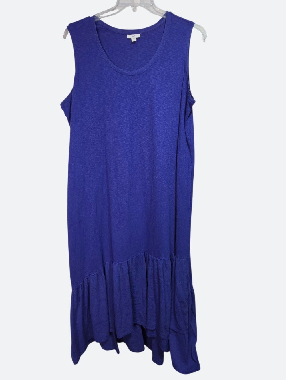 J. Jill Women's Blue/Purple Maxi Tank Ruffle Hem Pocket Knit Dress Size 2X.